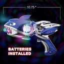 ArtCreativity Light Up Super Spinning Shark Blaster, Spinning LED and Cool Sound Effects, 10.75 Light Up Toy Gun for Kids, Batteries Included, Great Gift Idea for Boys & Girls