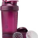 BlenderBottle Shaker Bottle with Pill Organizer and Storage for Protein Powder, Classic V2 ProStak System, 22-Ounce, Plum
