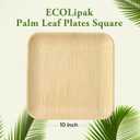 ECOLipak 10 Inch Compostable Palm Leaf Plate Like Bamboo Plate, 50 Pack Disposable Biodegradable Plates Suitable for Party, Dinner