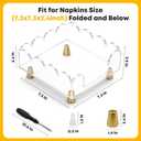Scalloped Clear Acrylic Napkin Holder with Gold Metal Feet - Fits Standard 6.5x6.5 Inch Luncheon/Dinner Napkins, Square Table Caddy