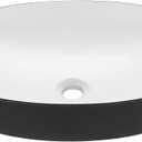 Miyili 20"x15" Black & White Bathroom Vessel Sink Modern Above Counter Bathroom Sink Porcelain Ceramic Vanity Sink Art Basin, VS5039BW