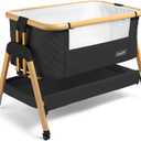 3 In 1 Baby Bassinet with Wheels, Portable Bedside Sleeper for Baby with 7 Adjustable Heights and Foam Mattress, Baby Bedside Crib for Newborns and Infants with Storage Basket, Carry Bag Included