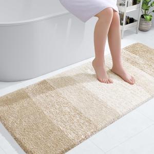 OLANLY Large Bathroom Rugs Mat 54x24, Extra Soft Absorbent Microfiber Bath Rugs, Rubber Backing, Quick Dry, Washable Bath Mats for Bathroom Floor, Tub and Shower, Home Decor Accessories, Light Beige