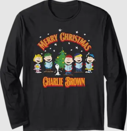 Peanuts Charlie Brown Merry Christmas Carol Long Sleeve T-Shirt M