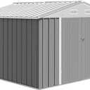 Zstar 10 x 8 FT Metal Storage Shed, Outdoor Steel Shed Storage House with Updated Frame Structure & Lockable Door, Waterproof Garden Steel for Backyard, Garden, Lawn, Patio, Gray