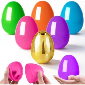 MGparty 24 Pcs Large 4" Easter Eggs Plastic Empty Eggs Bulk with 4 Golden Eggs, Fillable Easter Eggs for Egg Hunt, Easter Basket Stuffers, Party Favors, Decorations