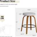 Swivel Bar Stools Set of 2, 24" Counter Height Backless Bar Stools, Fabric Upholstered Seat, Sturdy Curved Wood Legs, Mid-Century Modern Island Stools for Kitchen Bar, Dining Room, Gray