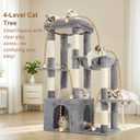 Heybly Heavy Duty Cat Tree, Tower for Indoor Cats Large Adult, Tall Cat Condo House with Extra-Large Baseboard, Multi-Level Plush Furniture with Scratching Posts, Hammock,Toy Balls,Light Gray HCT026W