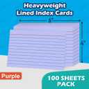 Olivo Purple Index Cards 4x6 Lined Ruled Flash Note Cards, 100 Count