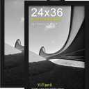 24x36 Poster Frame 2 Pack, Black Poster Frames 24 x 36 inches for Pictures and Art Prints, 36x24 Picture Frame Horizontal or Vertical Wall Mounting