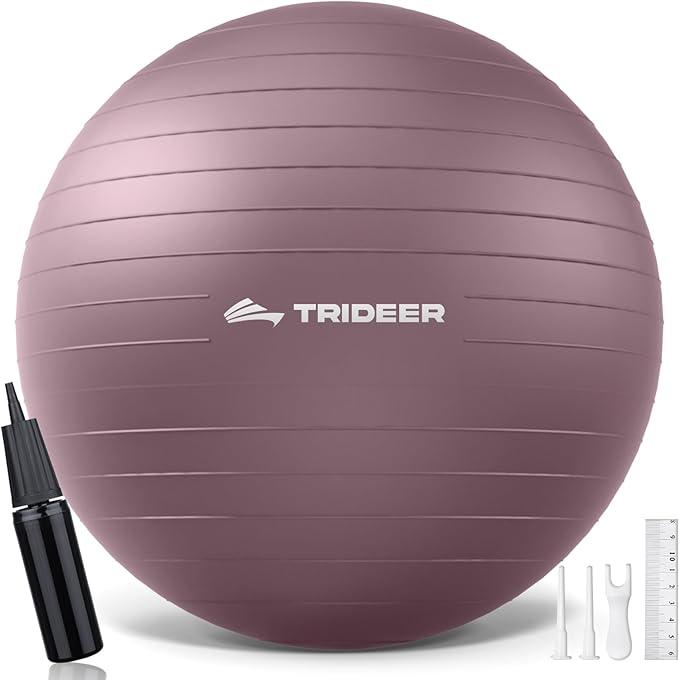 Trideer Yoga Ball Anti-Burst Exercise Ball for Pregnancy, Office, Birthing, Stretching & Core Workout Home Gym & Therapy (L(23-26ines/58-65cm), Rosy Morning Glow 