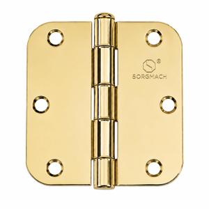Door Hinges Polished Brass 3.5 Inch Interior Hinges 5/8" Radius - 18 Pack