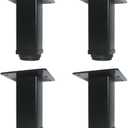 QLLY 6 inch Adjustable Metal Furniture Legs, Square Office Table Desk Leg, Table Leg, Set of 4 (Black)