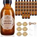 36 Pack 4 oz Boston Glass Bottle with Cap, Empty Glass Bottles for Homemade Vanilla Extract, Essential Oils, Juice, Potion, Syrup, Liquids, Christmas, Holiday Gift (Amber 36 Pack)