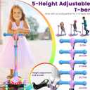 2-in-1 Adjustable Kick Scooter for Kids 3-5 (Suitable 3-12 Years),5-Level Handlebar & Removable Seat, LED Light-Up Wheels, Wide Deck, Foldable Design for Indoor/Outdoor Use - Girls & Boys