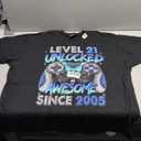 Level 21 Unlocked Awesome Since 2005 21st Birthday Gaming T-Shirt 4XL