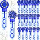 24 Pcs Blue with Gold Ring Print Bubble Wands Bubbles Party Favors for Birthday Gifts Prizes Supplies Carnival Easter Goody Bag Stuffers