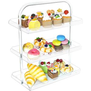 3 Pack Dessert Table Display Set, Clear Acrylic Cupcake Stand Holder for Cupcakes Dessert Pastry Food Treat, 3 Tier Serving Tray Catering Supplies Buffet Display for Birthday Weddings Parties Events
