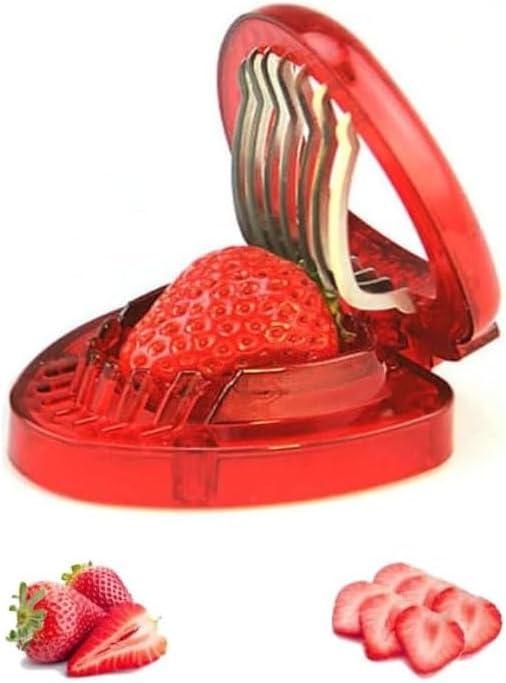 3 x Red Strawberry Slicer,Cup Slicers | Egg Slicers | banana slicers | Strawberry Cutter | Quickly Making Fruit Vegetable,Stainless Steel Blade Kitchen Tools and Gadgets Fruit and Vegetable Tools