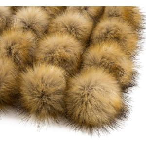 12 Pieces Faux Fur Pom Pom Balls Fur Fluffy with Elastic Loop for Hats Shoes Scarves Gloves Scarves Bag Key Chain Charms Accessories (Faux Mink Fur Color)