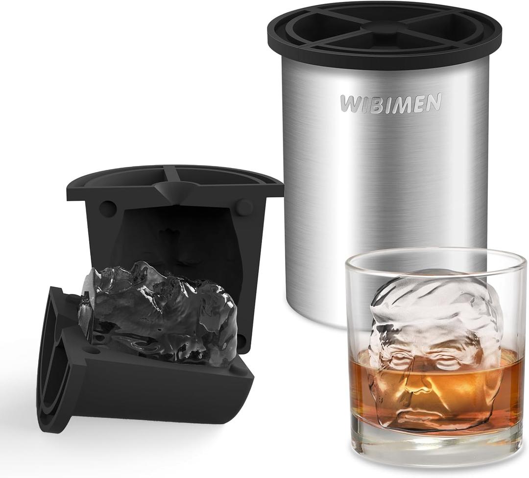 Clear Ice Cube Maker, 2" Stainless Steel Clear Ice Maker for Old Fashioned Whiskey lover, Bourbon, Whiskey, Cocktail Gifts for Men on Birthday or Holiday, Easy-Release Ice Ball Maker Mold (2"-1 PCS, Metallic-Trump)