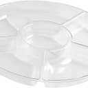 Plastic Elegant Clear Tray, 6 Section - 1 Count | Premium Round Party Platter for Nuts, Chocolate, Candy, Spreads & Condiments