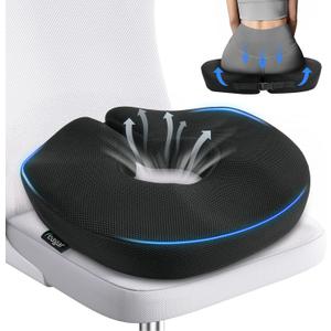 Feagar Donut Pillow for Tailbone Pain Relief - Hemorrhoid Pillow with Memory Foam for Coccyx, Sciatica, Pressure Sores, Office Chair Cushion for Pregnancy, Postpartum & Surgery Recovery(Black)