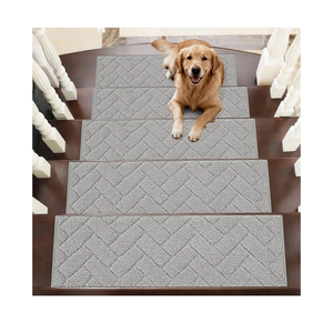 BEQHAUSE Edging Stair Treads for Wooden Steps 9" x 28", Non Slip Carpet Stair Treads Indoor Stair Runners, Soft Stair Rugs, Machine Washable, 100% Polyester, TPE Backing, 15pcs, Grey