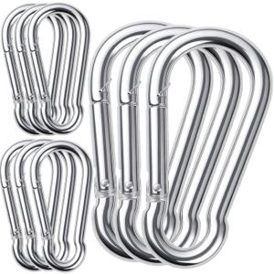10Pack 5.5 Inch Spring Snap Hooks, Heavy Duty Carabiner Clips for Swing, 12MM 1/2 Quick Chain Link Buckle Clip Keychain Carabiners for Hammock Fitness Gym Boating-1350lbs Capacity