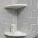 2 Pcs White Marble Corner Shower Shelf for Bathroom, 9'' x 9'' x 0.8'' Marble Corner Shelves for Bathroom Wall Mounted Both Side Polished