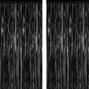 2 Pack 2026 Graduation Party Decorations, 3.28 FT x 7.05 FT Black Backdrop, Metallic Halloween Decorations Photo Backdrop Fringe Curtains Tinsel Backdrop Foil Streamer, Grad Party Supplies