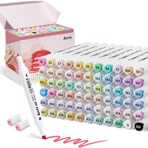 Arrtx ALP 66 Color Pastel Markers Alcohol Markers, Fine and Chisel Tip, suitable for Painting, Coloring Drawing, Sketching, Illustrations Alcohol Based Markers, Artist Pens