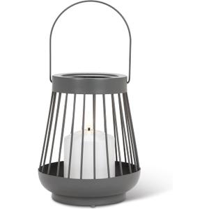 Abbott Collection Spoke Lantern with LED Candle | Built-In Flameless Glow, IP44 Weather-Resistant, 6-Hr Timer, 2 AA Batteries, 200+ Hr Runtime, Gray, 7"H