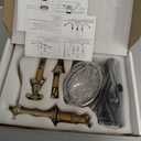 GGStudy Brushed Gold Bathroom Faucet 2 Handles 3 Holes Widespread Bathroom Sink Facuet Washingroom Faucet Mixer Tap wiith Pop Up Drain