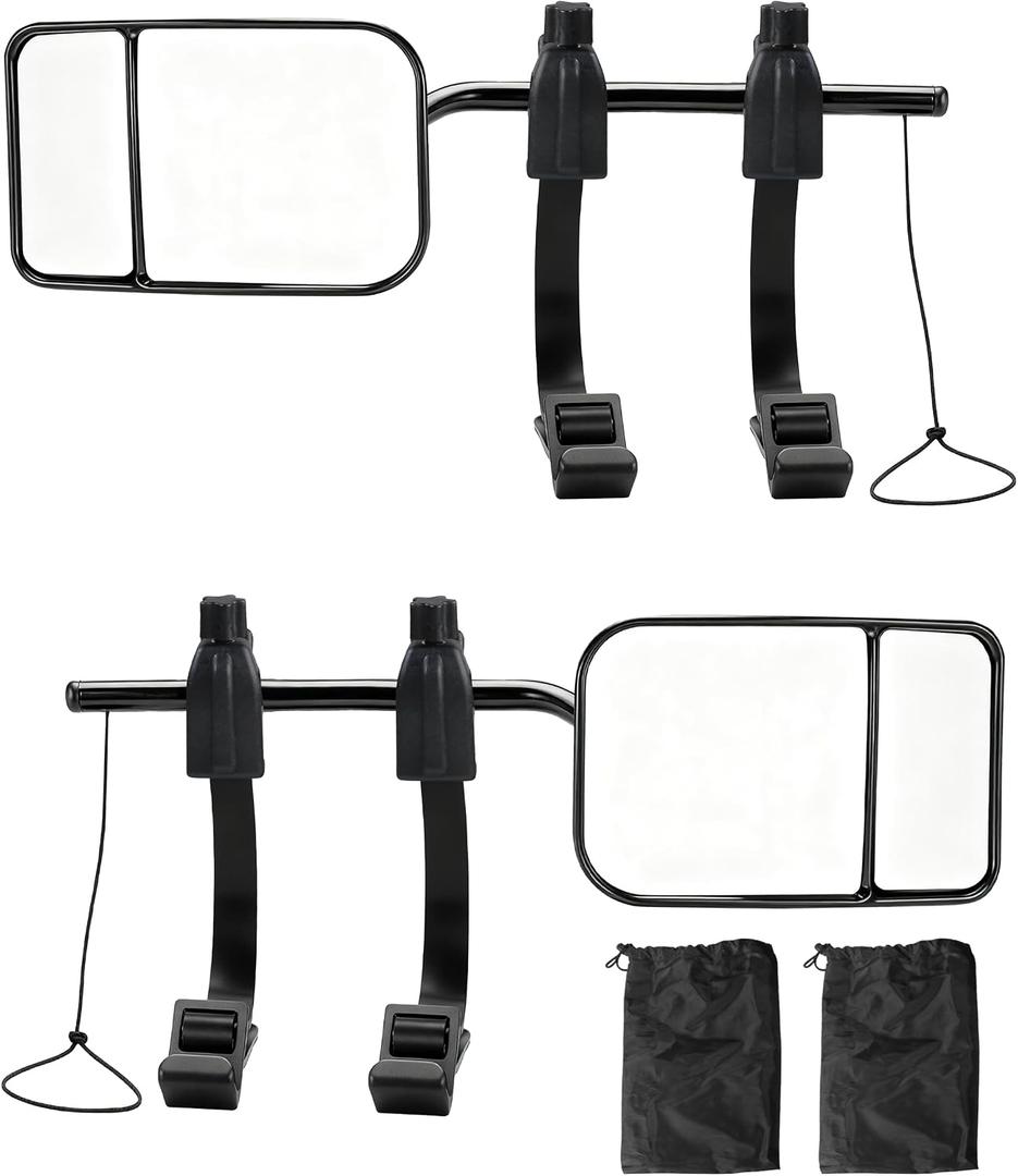 2PCS Tow Mirrors,Car Accessories Mirror Extenders for Towing,Universal Clip-On Mirror Extenders,Adjustable Flat Rearview Mirrors,Suitable for Most Cars,Trucks,Trailers,RVs,SUVs Etc