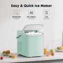 Sweetcrispy Countertop Ice Maker with Scoop, Basket and Handle, Portable Ice Machine 9 Ice Cubes Ready in 6 Mins, 26.5lbs in 24Hrs, 2 Sizes for Home Kitchen Office Bar Party, Green