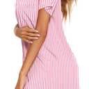 Ekouaer Nightgowns for Women Button Down Night Gowns Short Sleeve Sleep Shirt V Neck Nightshirt Soft Sleepwear Pajams Dress (Pink, XL)
