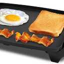 Elite Gourmet EGR-2722B Electric 10.5" x 8.5" Griddle, Cool-touch Handles Non-Stick Surface, Removable/Adjustable Thermostat, Skid Free-Rubber Feet, Black