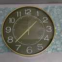 HZDHCLH 12inch Wall Clocks Battery Operated,Quartz Movement,Silent Non Ticking Modern Wall Clock for Living Room Bedroom Kitchen Office School Classroom Decor Green Gold