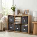 DECOMOMO Storage Bins, Cube Storage Bin with Labels, Fabric Storage Cubes for Shelves (10.5" x 11" / 6pcs, Black Pattern)