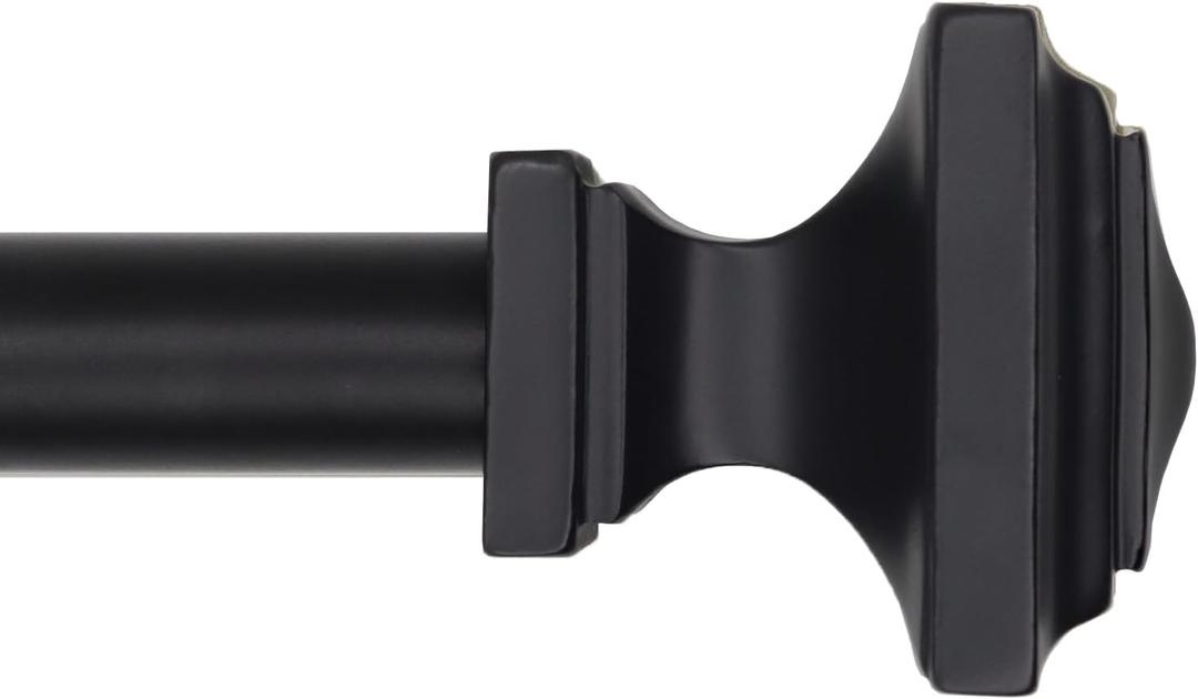Black Curtain Rods - Adjustable 32 to 88 Inch, Elegant Square Decorative Treatment for Single Windows - Square Finial, 1 Pack (32-88)
