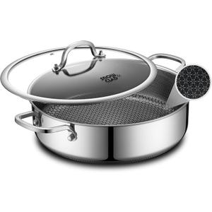 Saute Pan,Hybrid Non Stick 5 Quart Everyday Braiser pan,Chicken Fryer, PFOA Free Cookware,12 inch Deep Frying Pans with Lid,Dishwasher and Oven Safe,Works on Induction,Ceramic and Gas Cooktops
