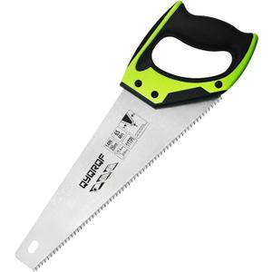 14 in. Pro Hand Saw, 11 TPI Fine-Cut Soft-Grip Hardpoint Handsaw Perfect for Sawing, Trimming, Gardening, Cutting Wood, Drywall, Plastic Pipes, Sharp Blade, Ergonomic Non-Slip Handle (green)