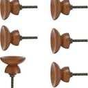 Ellementry Set of 6 Handcrafted Wooden Cabinet Knobs Brown Concave Decorative Drawer Knobs for Dresser, Cupboard & Furniture Artisan Furniture Hardware for Kitchen and Wardrobe