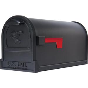Architectural Mailboxes Arlington Heavy duty Steel Metal Post Mounted Mail Box for outside, Black, Large USPS Approved Curbside Mailbox