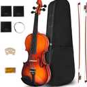 Violin For Beginners, CVN-300 Solidwood Ebony Fitted Violin with Strings, Beginner Starter Violins Kit For Student w/Hard Case, Rosin, Bow, Stringed Musical Instruments, Size 4/4 (Full Size)