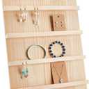 PH PandaHall 4-Tier Wooden Earring Display Stand, Retail Jewelry Display Riser Removable Showcase with Slots Rustic Earring Display Card Holder for Selling Craft Showing Exhibition Jewelry Storage