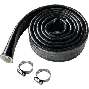 YAMAKATO 1" ID Heat Shielded Fire Thermo Armor Fire Sleeve Silicone Coated Fiberglass Heat Protection for Automotive Hose Lines & Electrical Wiring (Black, 3FT)