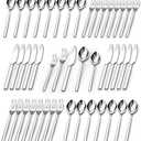 KINGSTONE Silverware Sets, 60 Piece Flatware Set for 12, 18/10 Stainless Steel Cutlery Set Mirror Polished Modern Design Dishwasher Safe