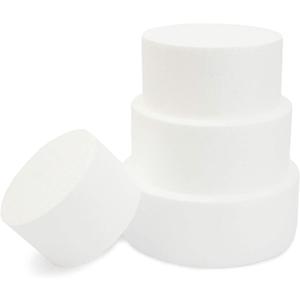 Bright Creations Foam Cake Rounds 4-Tier Dummy Set - 5, 6, 7 & 8-Inch Tiers, White - Dummy Cakes for Decorating Practice